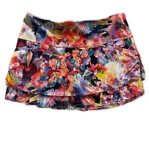 Lucky in Love Tennis Skort-XS (0-2) multi colored flounced, polyester spandex